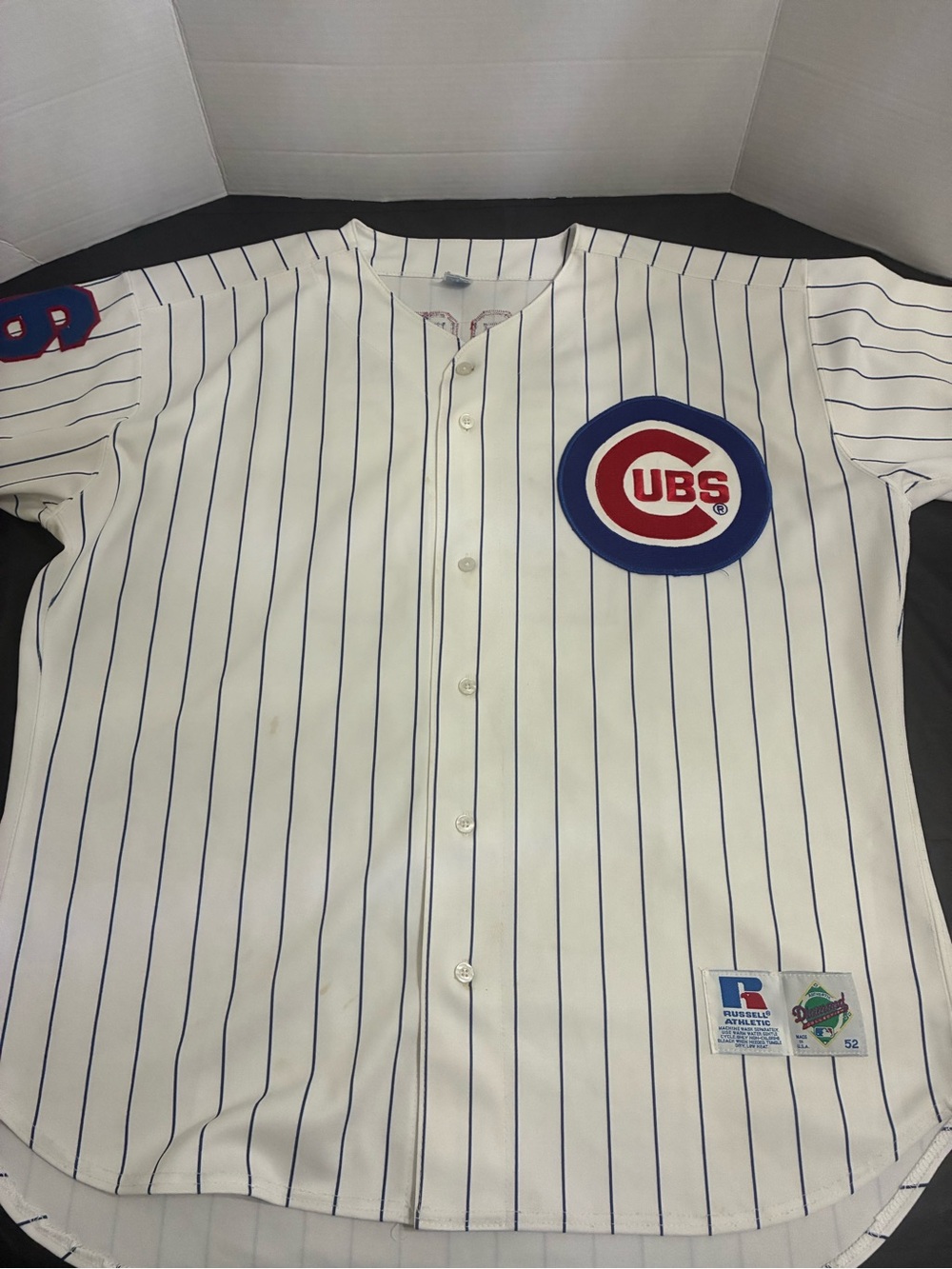 Russell Athletic White Jersey with Blue Pinstripes